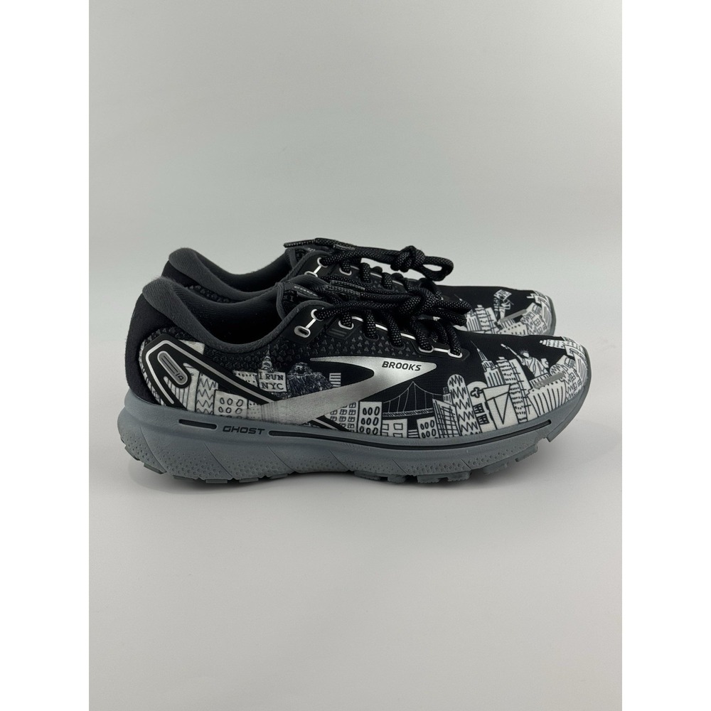 Brooks Ghost 14 "I Run NYC" Limited Edition Black Silver Women's Sz 8.5